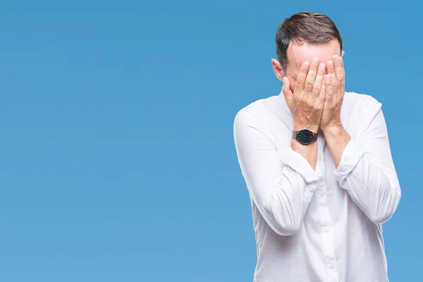 Mezza Età Hoary Anziano Sfondo Isolato Con Triste Espressione Che — Foto Stock