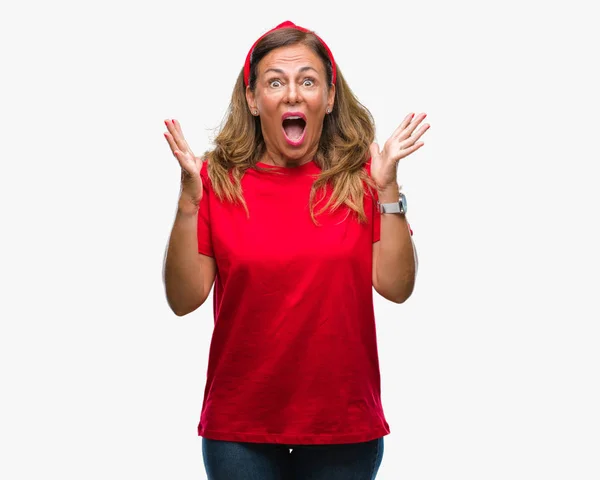 Middle Age Senior Hispanic Woman Isolated Background Celebrating Crazy Amazed — Stock Photo, Image