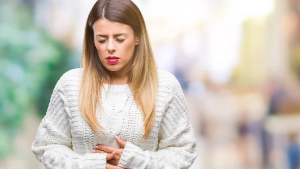 Junge Schöne Frau Lässigen Weißen Pullover Über Isoliertem Hintergrund Mit — Stockfoto