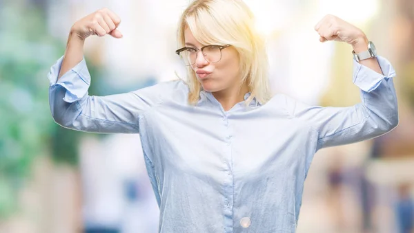 Joven Mujer Negocios Rubia Hermosa Con Gafas Sobre Fondo Aislado —  Fotos de Stock