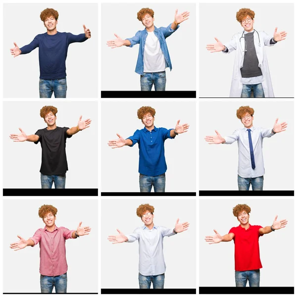 Collage Young Man Wearing Different Looks Isolated White Background Looking — Stock Photo, Image