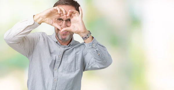 Bonito Homem Sênior Meia Idade Elegante Usando Óculos Sobre Fundo — Fotografia de Stock