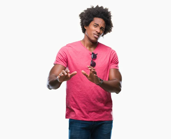 Uomo Afro Americano Sfondo Isolato Espressione Disgustata Dispiaciuto Timoroso Facendo — Foto Stock