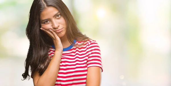 Young Beautiful Arab Woman Isolated Background Thinking Looking Tired Bored — Stock Photo, Image