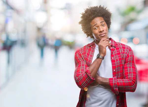 Afro Americano Uomo Sfondo Isolato Pensando Cercando Stanco Annoiato Con — Foto Stock