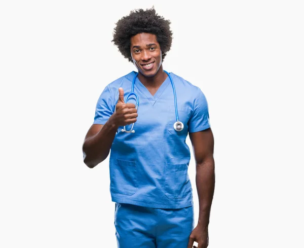 Chirurgien Afro Américain Médecin Homme Sur Fond Isolé Faire Les — Photo