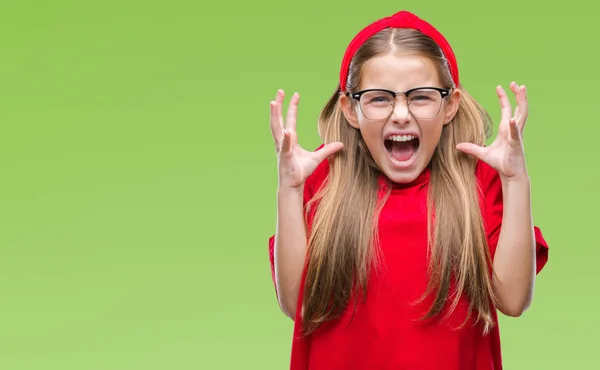 Joven Chica Hermosa Con Gafas Sobre Fondo Aislado Celebrando Loco — Foto de Stock