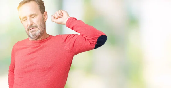 Hombre Mayor Guapo Mediana Edad Con Jersey Invierno Sobre Fondo —  Fotos de Stock