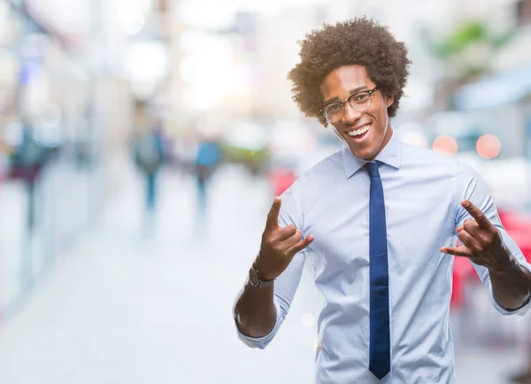 Afro American Business Man Wearing Glasses Isolated Background Shouting Crazy — Stock Photo, Image