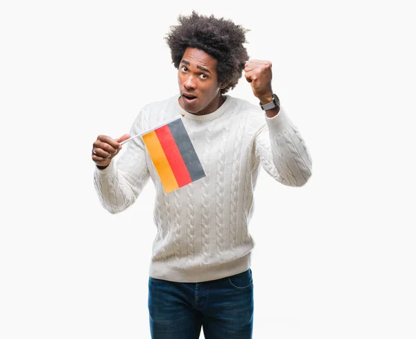 Drapeau Afro Américain Allemagne Sur Fond Isolé Agacé Frustré Criant — Photo