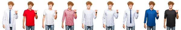 Collage Young Man Wearing Different Looks Isolated White Background Smiling — Stock Photo, Image