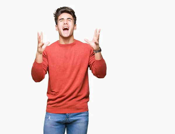 Jovem Homem Bonito Sobre Fundo Isolado Celebrando Louco Louco Para — Fotografia de Stock