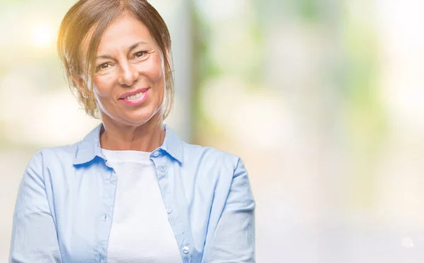 Femme Hispanique Âgée Moyen Âge Sur Fond Isolé Visage Heureux — Photo