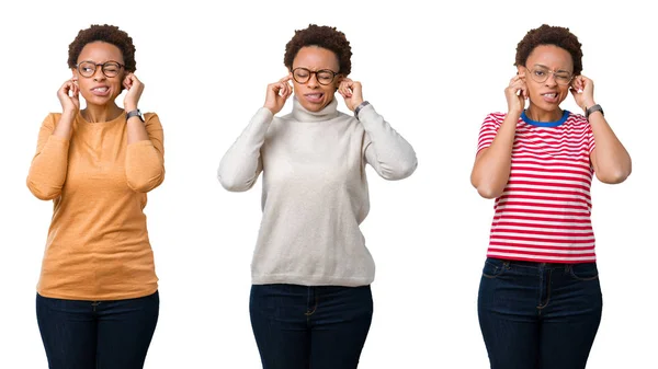 Mujer Afroamericana Joven Con Cabello Afro Que Usa Gafas Que — Foto de Stock