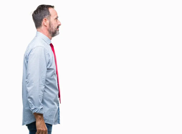 Mittleren Alters Hoary Senior Business Mann Trägt Rote Krawatte Über — Stockfoto