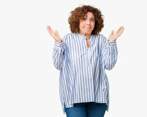 Schöne Seniorin Mittleren Alters Mit Marineblauem Hemd Über Isoliertem Hintergrund — Stockfoto