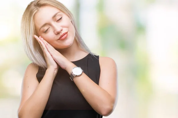 Joven Rubia Sobre Fondo Aislado Durmiendo Cansada Soñando Posando Con —  Fotos de Stock