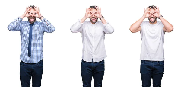 Collage Hombre Negocios Guapo Sobre Fondo Blanco Aislado Haciendo Buen —  Fotos de Stock