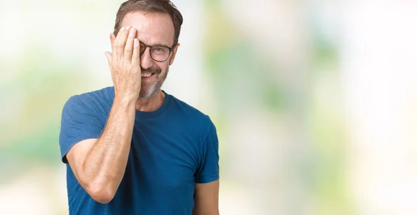 Handsome Middle Age Hoary Senior Man Wearin Glasses Isolated Background — Stock Photo, Image