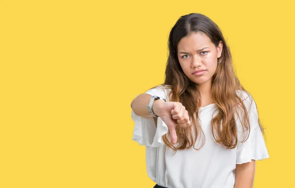 Junge Schöne Brünette Geschäftsfrau Mit Isoliertem Hintergrund Die Unglücklich Und — Stockfoto