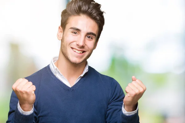 Joven Hombre Negocios Guapo Sobre Fondo Aislado Celebrando Sorprendido Sorprendido — Foto de Stock