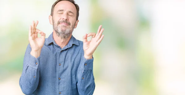 Bonito Homem Meia Idade Elegante Sênior Sobre Fundo Isolado Relaxar — Fotografia de Stock