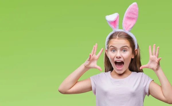 Joven Chica Hermosa Con Orejas Conejo Pascua Sobre Fondo Aislado — Foto de Stock