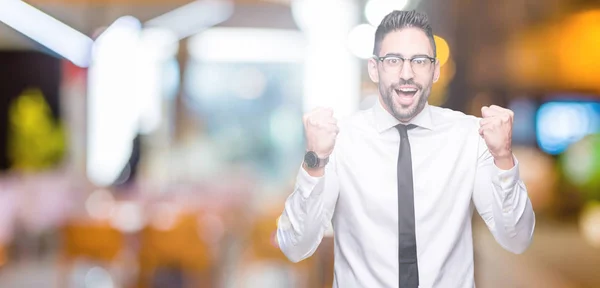 Jeune Homme Affaires Beau Portant Des Lunettes Sur Fond Isolé — Photo