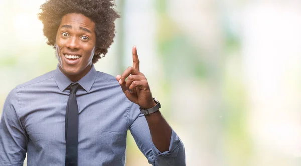 Hombre Negocios Afroamericano Sobre Fondo Aislado Apuntando Con Dedo Hacia — Foto de Stock