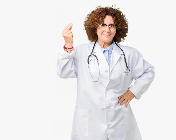 Middle Ager Senior Doctor Woman Isolated Background Doing Italian Gesture — Stock Photo, Image