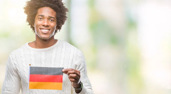 Afro American Man Flag Germany Isolated Background Happy Face Standing — Stock Photo, Image