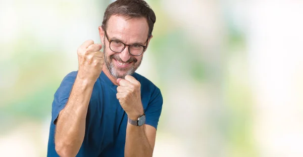 Knappe Middenleeftijd Hoary Senior Man Wearin Bril Geïsoleerde Achtergrond Klaar — Stockfoto