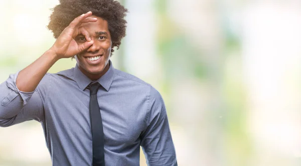 Afro Amerikansk Affärsman Över Isolerade Bakgrund Gör Gest Med Handen — Stockfoto