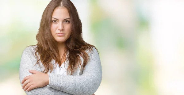 Bella Size Giovane Donna Che Indossa Giacca Invernale Sfondo Isolato — Foto Stock