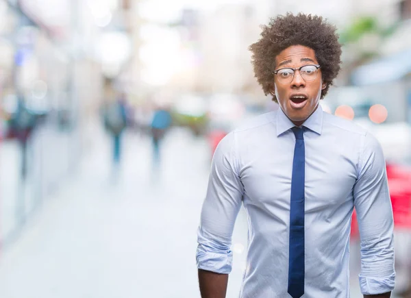 Afro American Business Man Wearing Glasses Isolated Background Afraid Shocked — Stock Photo, Image