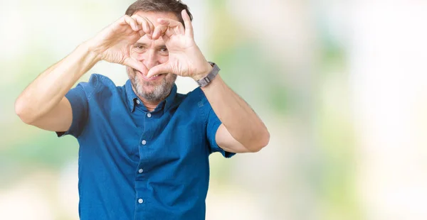 Bello Uomo Anziano Mezza Età Elegante Sfondo Isolato Facendo Forma — Foto Stock