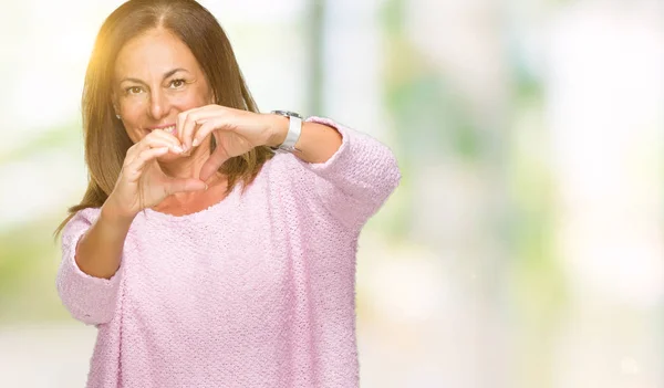 Hermosa Mujer Adulta Mediana Edad Con Suéter Invierno Sobre Fondo — Foto de Stock