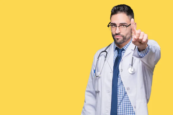 Guapo Joven Doctor Hombre Sobre Aislado Fondo Señalando Con Dedo — Foto de Stock