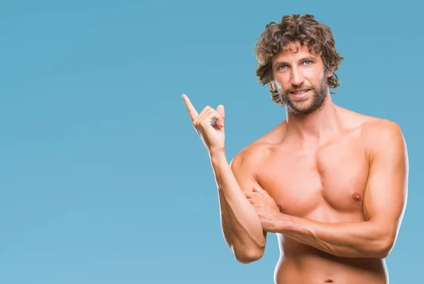 Pohledný Hispánský Modelu Muž Sexy Košili Izolované Pozadí Velkým Úsměvem — Stock fotografie