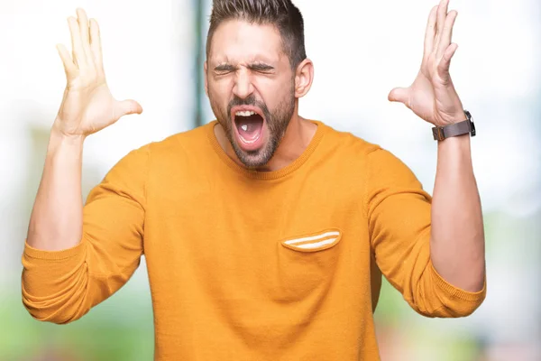 Jovem Homem Bonito Sobre Fundo Isolado Celebrando Louco Louco Para — Fotografia de Stock