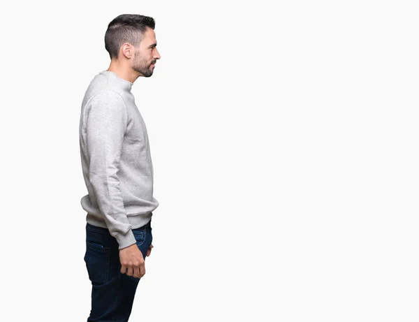 Young Handsome Man Wearing Sweatshirt Isolated Background Looking Side Relax — Stock Photo, Image