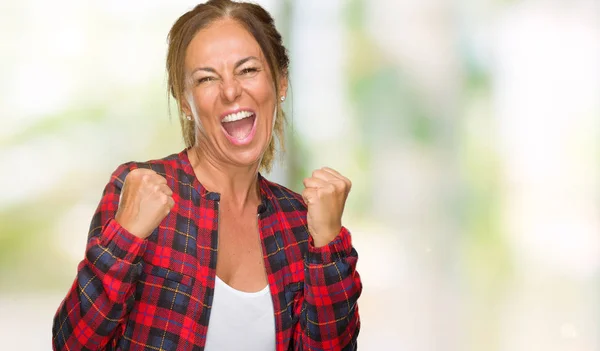 Mujer Adulta Mediana Edad Vistiendo Chaqueta Casual Sobre Fondo Aislado — Foto de Stock