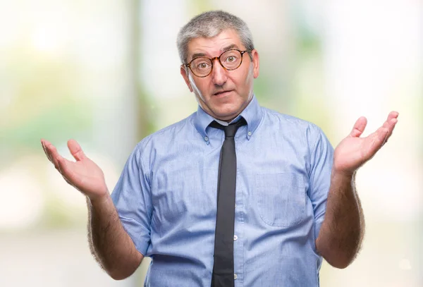 Handsome Senior Business Man Isolated Background Clueless Confused Expression Arms — Stock Photo, Image