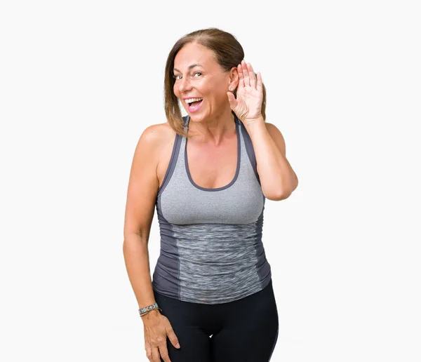 Beautiful Middle Age Woman Wearing Sport Clothes Isolated Background Smiling — Stock Photo, Image