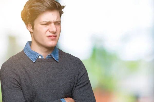 Junger Schöner Eleganter Mann Mit Isoliertem Hintergrund Skeptisch Und Nervös — Stockfoto