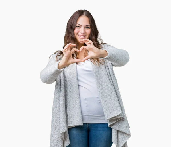 Schöne Size Junge Frau Winterjacke Über Isoliertem Hintergrund Die Verliebt — Stockfoto