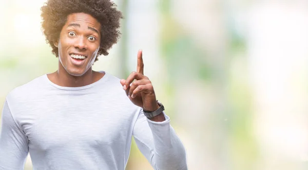 Afroamerikanischer Mann Mit Isoliertem Hintergrund Mit Erhobenem Zeigefinger Und Erfolgreicher — Stockfoto