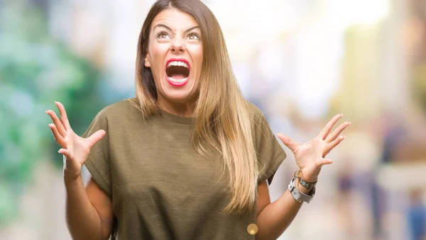 Jovem Mulher Bonita Sobre Fundo Isolado Louco Louco Gritando Gritando — Fotografia de Stock