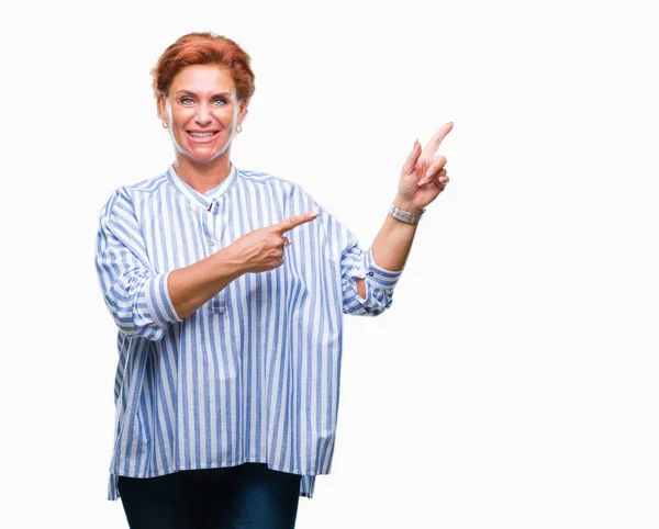 Atrractive Senior Caucasian Redhead Woman Isolated Background Smiling Looking Camera — Stock Photo, Image