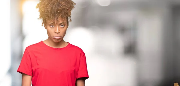 Mooie Jonge Afro Amerikaanse Vrouw Geïsoleerde Achtergrond Depressief Bang Voor — Stockfoto